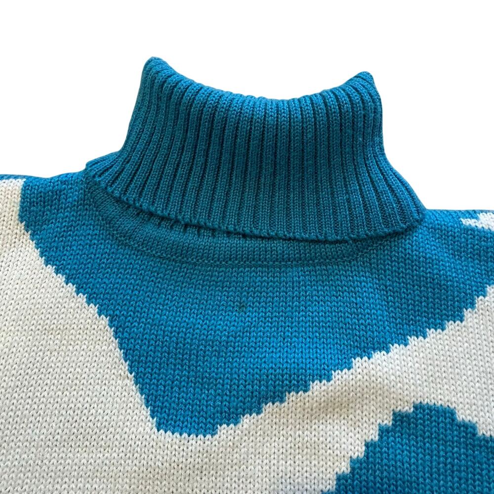 Nils Women’s Turtleneck Chunky Knit Sweater Sweater Blue Ski Vintage Alpine - Picture 3 of 8